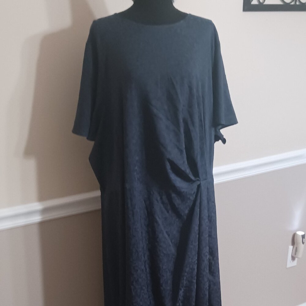 NWOT Navy Blue Sheath Dress Short Flutter Sleeve Gathered Waist